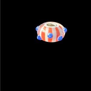 AUTHENTIC PANDORA BEAD - Patriotic Glass Bead - red white and blue jewelry bead